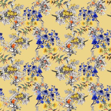 Çiçek ve meyveleri ile desen