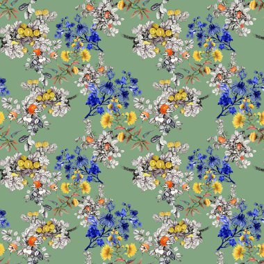 Çiçek ve meyveleri ile desen