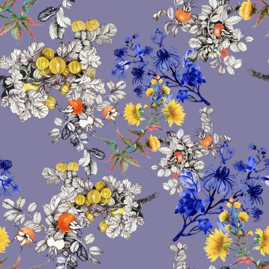 Çiçek ve meyveleri ile desen