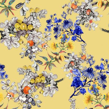 Çiçek ve meyveleri ile desen