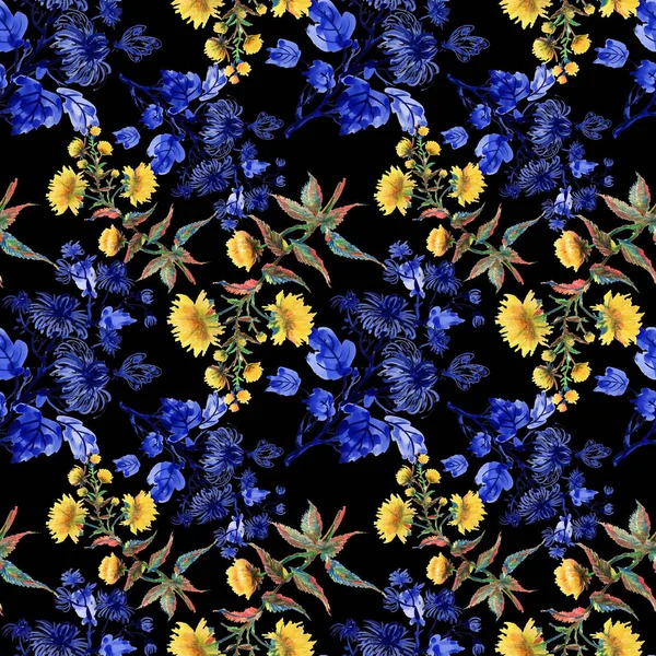 Aquarel patroon met bloemen — Stockfoto