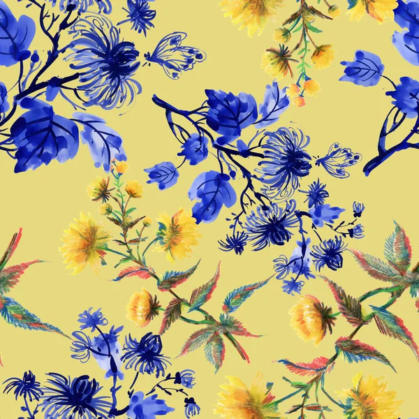 suluboya çiçek desenle