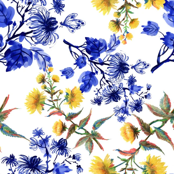 Watercolor pattern with flowers — Stock Photo, Image