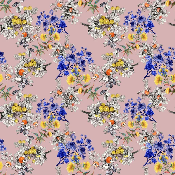 Çiçek ve meyveleri ile desen