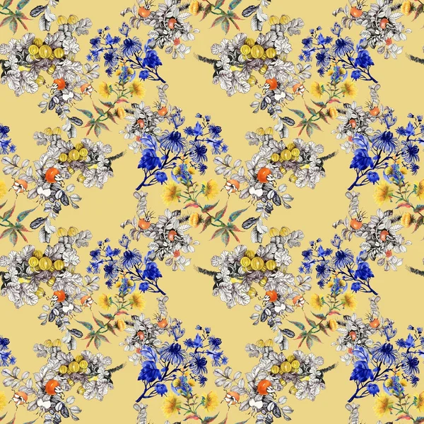 Çiçek ve meyveleri ile desen