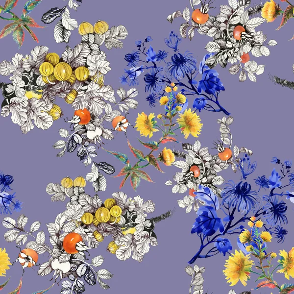 Çiçek ve meyveleri ile desen