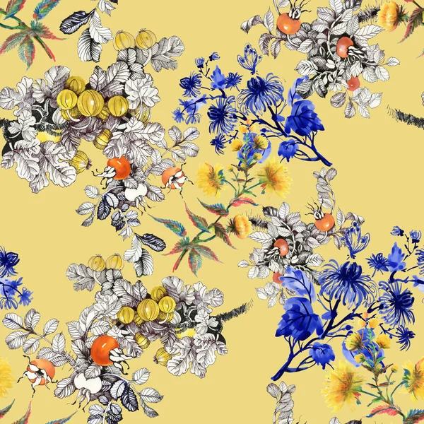 Çiçek ve meyveleri ile desen