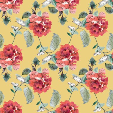 Kırmızı çiçekli kusursuz desen