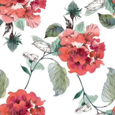 Kırmızı çiçekli kusursuz desen