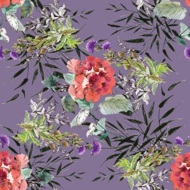 Kırmızı çiçekli kusursuz desen