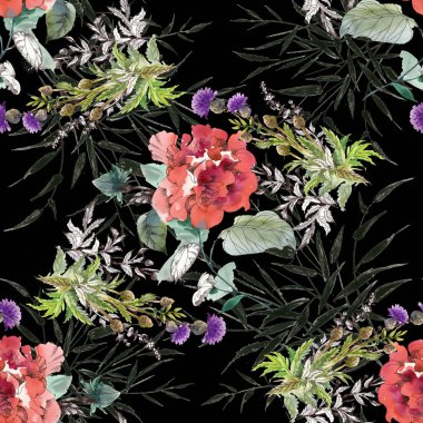 Kırmızı çiçekli kusursuz desen