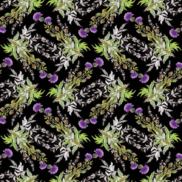 Naadloos patroon met wilde bloemen — Stockfoto