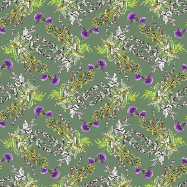 Seamless pattern with wildflowers — Stock Photo, Image
