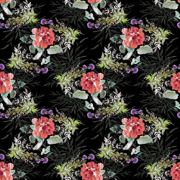 Kırmızı çiçekli kusursuz desen