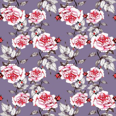 Kırmızı güllerle kusursuz desen 
