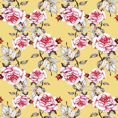 Kırmızı güllerle kusursuz desen 