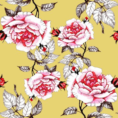 Kırmızı güllerle kusursuz desen 