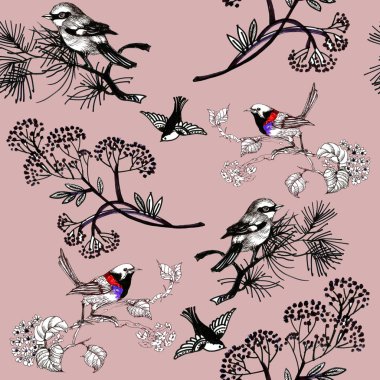 çiçek desenli kuşlar 