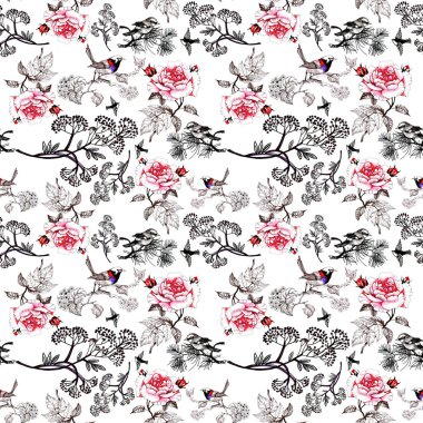 çiçek desenli kuşlar 