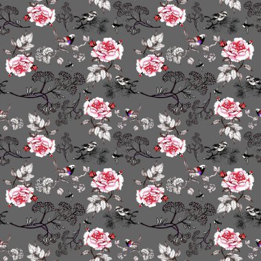 çiçek desenli kuşlar 