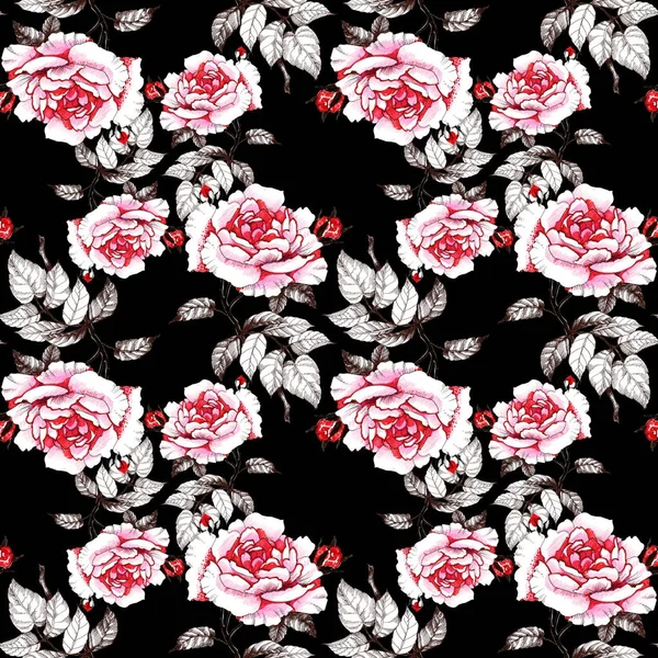 Απρόσκοπτη μοτίβο με κόκκινα τριαντάφυλλα — Φωτογραφία Αρχείου