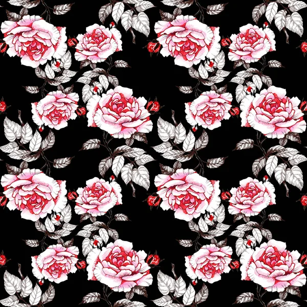 Seamless pattern with red roses 