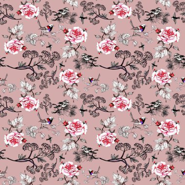 çiçek desenli kuşlar 