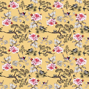 çiçek desenli kuşlar 