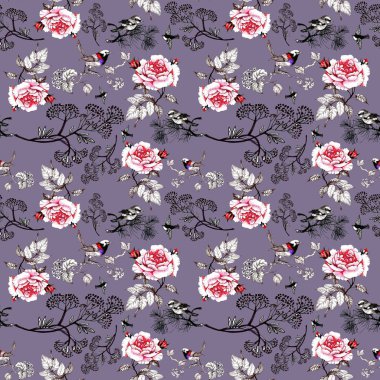 çiçek desenli kuşlar 