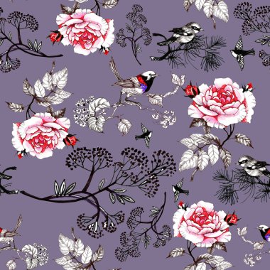 çiçek desenli kuşlar 