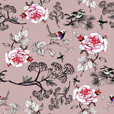 çiçek desenli kuşlar 