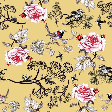 çiçek desenli kuşlar 