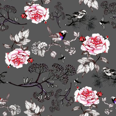 çiçek desenli kuşlar 