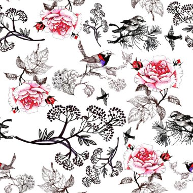 çiçek desenli kuşlar 