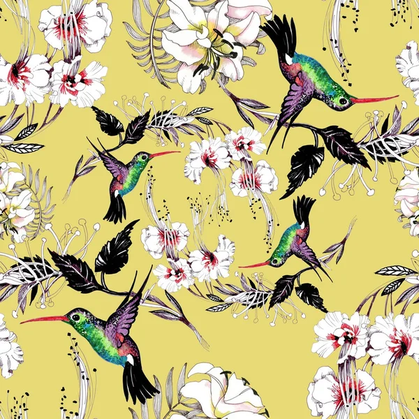 Floral pattern with birds — Stock Photo, Image