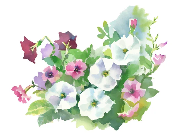 Flores dibujadas a mano aisladas sobre fondo blanco — Vector de stock