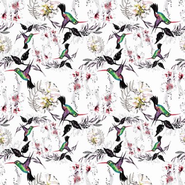 güzel çiçekler ve renkli kuşlar 