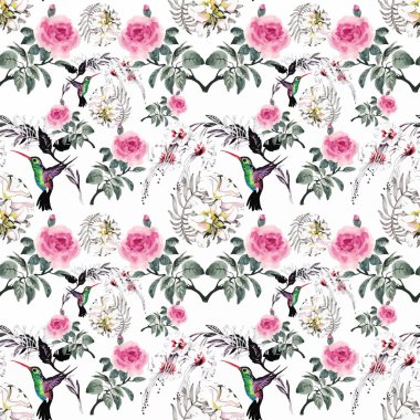 güzel çiçekler ve renkli kuşlar 