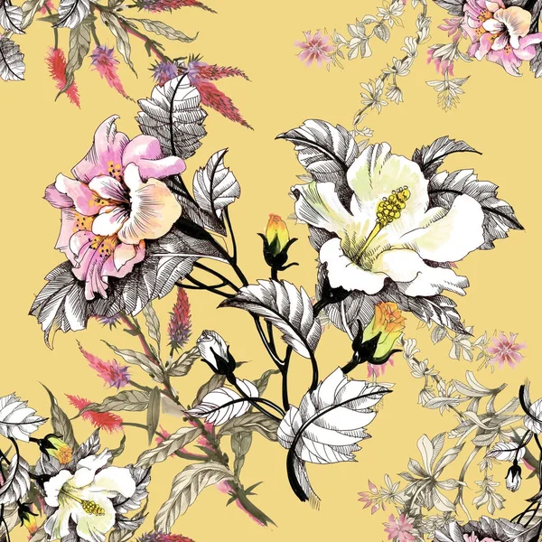 Sulu Boya desen renkli çiçekli — Stok fotoğraf