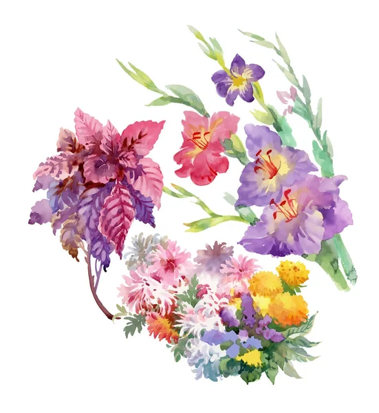 Composição floral aquarela — Vetor de Stock