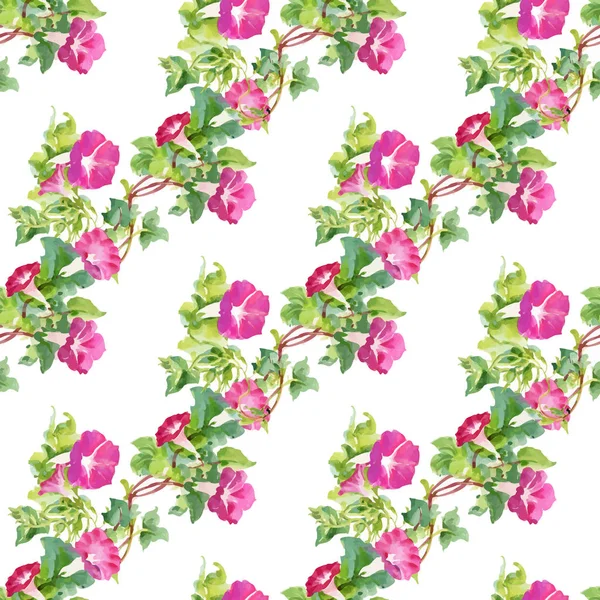 Motif sans couture aquarelle avec des fleurs et des feuilles colorées sur fond blanc, motif floral aquarelle, fleurs en couleur pastel, tuile pour papier peint, carte ou tissu . — Image vectorielle