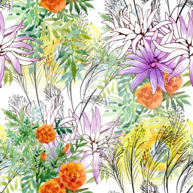 Güzel çiçekler ve yapraklar