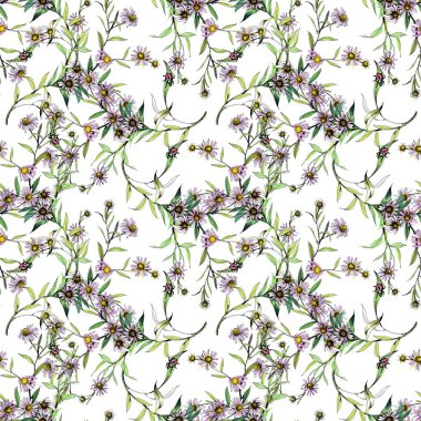 Suluboya el çekilmiş seamless modeli güzel çiçekler ve beyaz arka plan üzerinde renkli kuşlar.