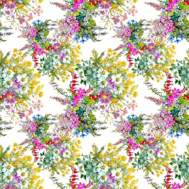 Beyaz arka plan üzerinde izole elle çizilmiş çiçekler