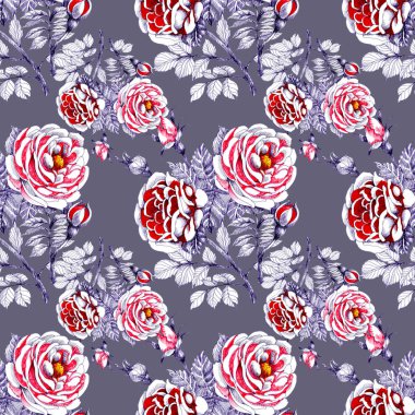  Güzel güller ve yaprakları ile Seamless Modeli