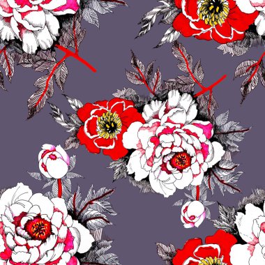  Güller ve yapraklarla kusursuz desen