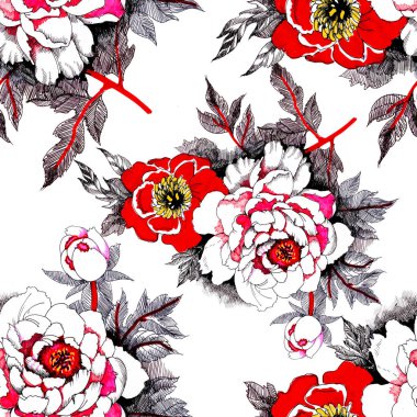  Güller ve yapraklarla kusursuz desen