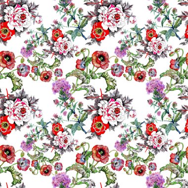  güzel renkli çiçekler ile Seamless Modeli 