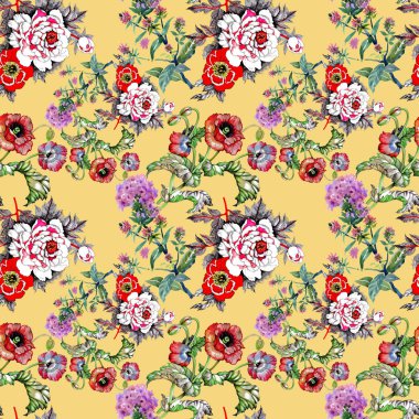  güzel renkli çiçekler ile Seamless Modeli 