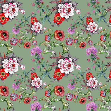  güzel renkli çiçekler ile Seamless Modeli 